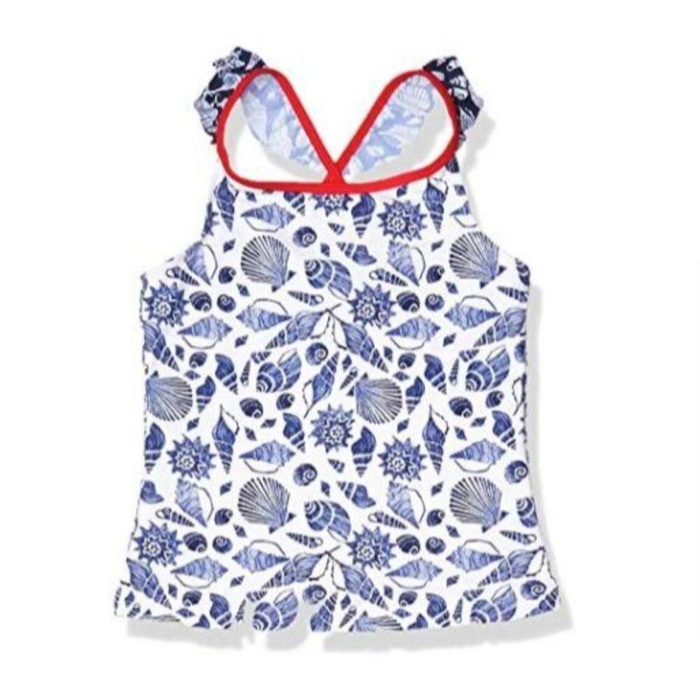 New Tommy Bahama  Girls‎ 3T Tankini Top Ruffle Sleeve Sea Shells